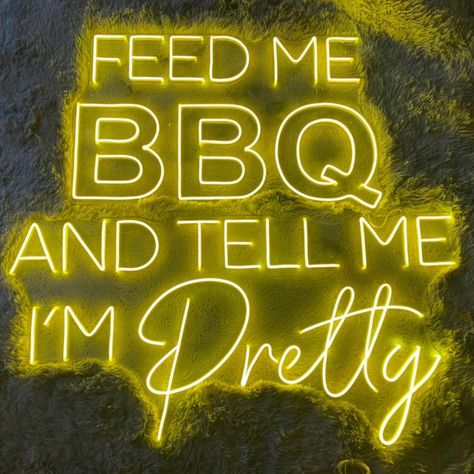 Feed Me BBQ And Tell Me I'm Pretty Neon Sign, BBQ  Led Sign, BBQ  Led Sign, Custom Neon Sign, Restaurant Neon Sign, Christmas Gifts #AD #graphicdesignlogo #coffeedesign🥤. Small Bbq Restaurant Design, Bbq Restaurant Decor Ideas, Bbq Restaurant Design Interiors, Restaurant Focal Wall, Bbq Neon Sign, Bbq Restaurant Branding, Texas Bbq Restaurant Design, Bbq Restaurant Interior, Bbq Restaurant Decor