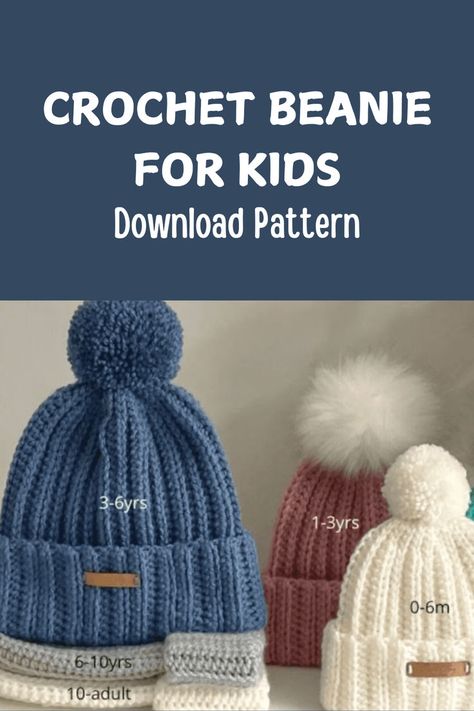 You will love this crochet beanie for kids available in multiple sizes Free Crochet Hat Patterns For Toddler Boys, Crochet Childs Hat Pattern Free, Free Crochet Pattern For Toddler Hat, Free Crochet Kids Hats, Free Crochet Hat Patterns For Boys, Free Crochet Patterns For Kids Hats, Crochet Hat Free Pattern Kids, Kid Crochet Hat, Little Boy Crochet Hats Free Pattern