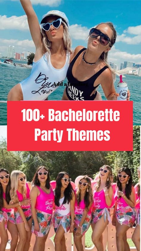 100+ Bachelorette Party Themes & sayings to get the party started! #bachelorettetheme #bachelorettethemenights #bachelorettethemes #bachelorettethemenightoutfits #bachelorettethemedbacheloretteparty Bachelorette Night Out Outfit Themes, Bachelorette Party Themes Ideas, Summer Bachelorette Party Themes, Bachelorette Party Outfit Themes, Bachelorette Quotes, Bachelorette Outfit Themes, Party Themes Ideas, Summer Bachelorette Party, Bachelorette Party Theme