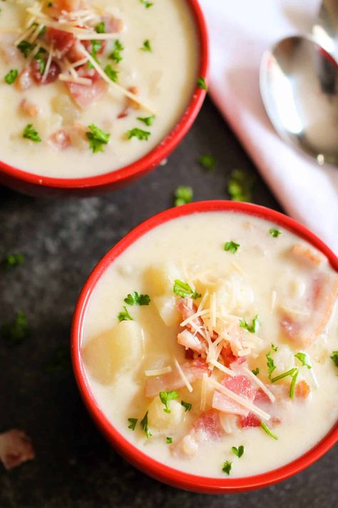 Instant Pot Potato Soup Recipe Instapot Baked Potato Soup, Instant Pot Potato Soup Easy, Ham Bone Potato Soup, Potato Soup Pressure Cooker, Instant Pot Potato Soup, Soup Instant Pot, Potato Soup Easy, Ham Soup, Baked Potato Soup