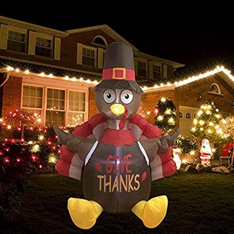 Thanksgiving Inflatables, Fall Yard Decor, Yard Inflatables, Fall Harvest Decorations, Harvest Day, Turkey Decor, Yard Party, Inflatable Decorations, Yard Lights