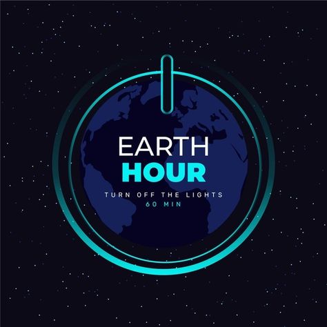 Flat design earth hour on button Premium... | Premium Vector #Freepik #vector #world #globe #earth #celebration Earth Hour Poster Design, Earth Hour Poster, World Poster Design, Earth Graphic Design, Earth Hour Day, World Meteorological Day, Globe Earth, Magazine Layout Inspiration, Earth Poster