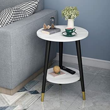 Nightstand With Storage, Round Metal Side Table, Artificial Marble, Round Accent Table, Wood Accent Table, Modern Bedside Table, Table For Small Space, White Side Tables, Metal Side Table