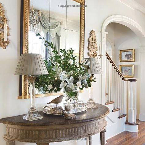 Fabulous Foyers and Entrance Ways - The Cottage Market Cottage Market, Foyer Decor, Foyer Decorating, Foyer Design, Entrance Ways, Classic Home Decor, Cool Ideas, Stair Railing, Classic House