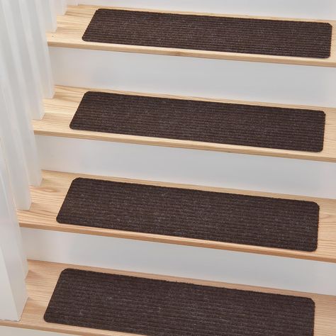 "Elevate safety and style with MBIGM Non-Slip Carpet Stair Treads! 🚶‍♂️🐾 This pack of 15 adds slip-resistant comfort indoors, ideal for kids, elders, and pets. The rich brown design seamlessly blends with your decor. With reusable adhesive, create a safer and more secure environment for your loved ones. 🏡👣 #MBIGMStairTreads #SafetyFirst #NonSlipRug #HomeComfort" Stair Tread Covers, Carpet Treads, Rugs Slipping, Carpet Stair Treads, Stair Mats, Stair Tread Rugs, Stair Parts, Wooden Stairs, Stair Runners