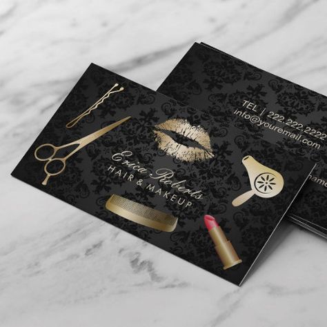 Beauty Salon Makeup, Salon Makeup, Beauty Business Cards, Makeup Salon, Beauty Business, Makeup Hair, Beauty Salon, Damask, Hair Stylist