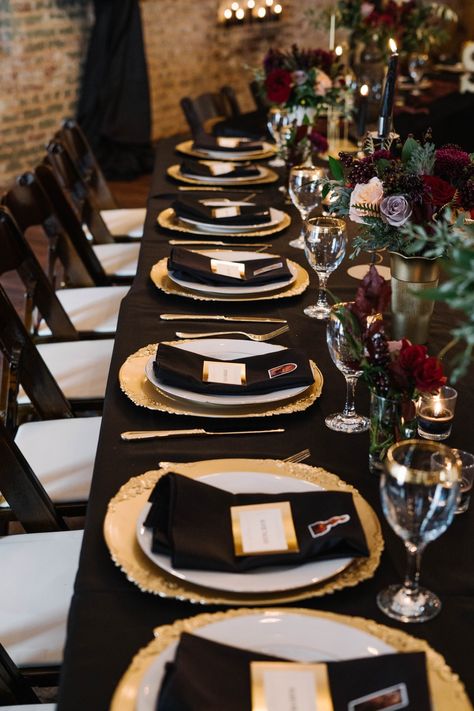 Black Green Gold Burgundy Wedding, Black Gold Maroon Wedding Table Settings, Black Burgundy And Gold Wedding Wedding Ceremony Decor, Black White And Burgundy Wedding Table Settings, Burgundy Black And Gold Birthday Party, Garnet Black Gold Wedding, Black Gold And Burgundy Party Decor, Burgundy And Black Wedding Decorations, Burgundy Black And Gold Wedding