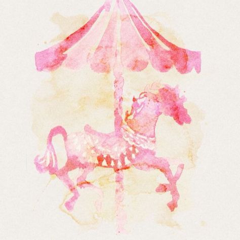 Carousel horse Carousel Party, Watercolor Horse, Horse Tattoo, Carousel Horses, Planner Sticker, Aruba, Art Plastique, Amusement Park, Vintage Baby