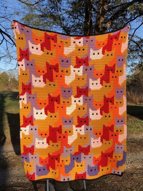 Cats Afghan, Crocheting Ideas, Cat Blanket, Manta Crochet, Crochet Magazine, Afghan Pattern, Crochet Cat, Learn To Crochet, Crochet Blanket Patterns