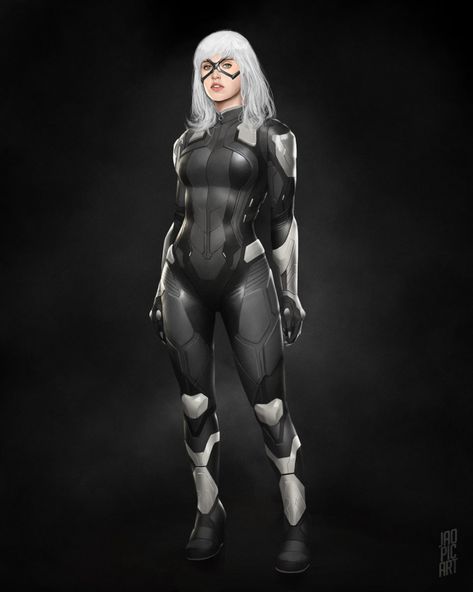 Felicity Jones Black Cat, Black Cat Marvel Costume, Beast Boy Costume, Black Cat Artwork, Spiderman Black Cat, Madison Iseman, Marvel Concept Art, Felicia Hardy, Black Cat Costumes