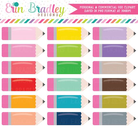 Pencils Clipart Set – Erin Bradley/Ink Obsession Designs Pencil Clipart, Winter Planner Stickers, Labels Printables Free, Planner Clips, Branding Services, Clipart Design, Handmade Business, Scrapbook Supplies, Digital Clip Art