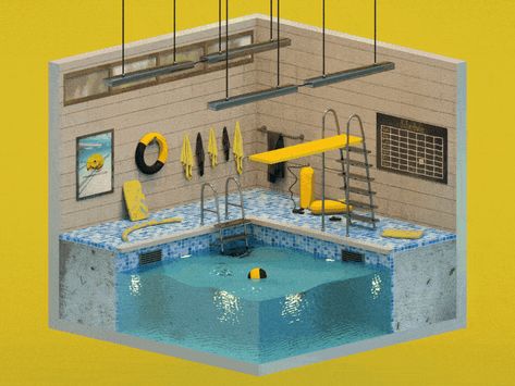 Framing Inspiration, Isometric Rooms, 3d Pool, Swimming Pool Decorations, Isometric Room, Swimming Pool Art, Inside Pool, Isometric Drawing, Pool Art