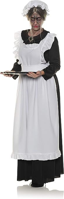 Amazon.com: UNDERWRAPS Woman's Old Maid, Black, Medium : Clothing, Shoes & Jewelry Ghoulish Makeup, Ghost Maid, Victorian Servant, Best Costume Award, Frankenstein's Bride, Career Costumes, Victorian Maid, Dress With Peter Pan Collar, Old Maid