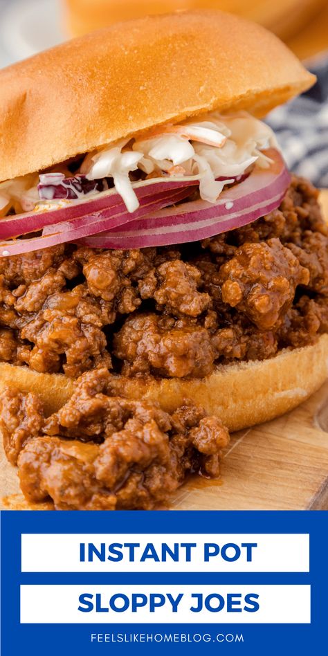 The Best Instant Pot Sloppy Joes Recipe - Feels Like Home™ Instant Pot Sloppy Joes, Sloppy Joe Recipe Crock Pot, Crock Pot Sloppy Joes, Keto Bbq Sauce, Crock Pot Inspired Beef Recipes, Homemade Sloppy Joe Recipe, Sloppy Joes Sandwich, Keto Bbq, Low Carb Sandwiches