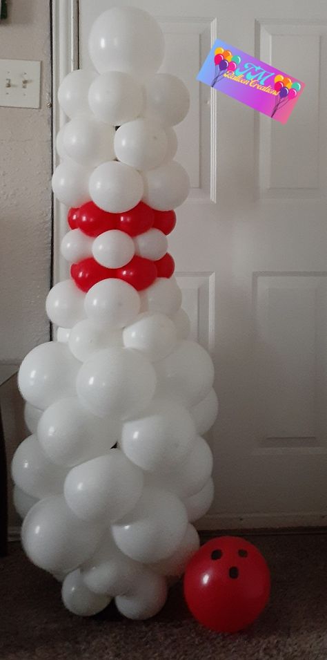 Bowling Balloon Decorations, Bowling Themed Party, Bowling Senior Night Ideas, Bowling Balloons, Bowling Centerpieces, Bowling Alley Party, Bowling Party Decorations, Post Prom, Bowling Center