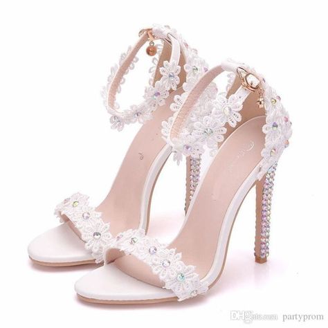 Bride Heels, Wedding Shoes Sandals, Hak Tinggi, Wedding High Heels, Wedding Shoes Comfortable, Summer Office, White Wedding Shoes, Wedding Shoes Flats, Prom Heels