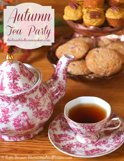 Hosting an Autumn Tea Party (plus a recipe for gluten free apple cake!) - The Humbled Homemaker Gluten Free Apple Cake, Autumn Tea Party, Tea Party Menu, Books And Tea, Fall Tea, Gluten Free Apple, Autumn Tea, Tea Party Food, Afternoon Tea Parties