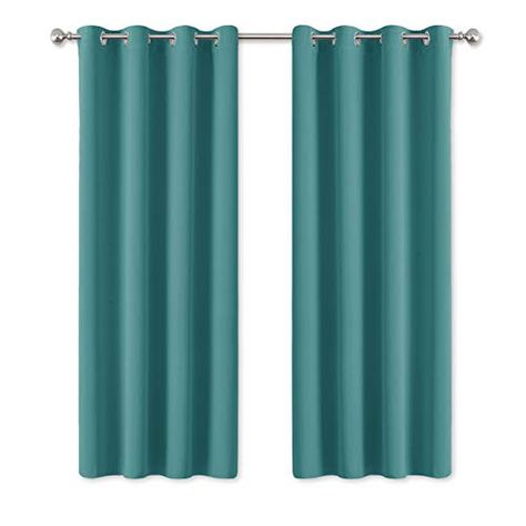 PONY DANCE Rideaux Occultants Thermique - Décoration de Fenêtre Rideau Draperies à Oeillets Isolation Lumineux Bruits Tissu Lourd pour Maison Chambre 140 x 175 cm Vert Turquoise Lot de 2 Vert Turquoise, Curtains, Turquoise, Home Decor, Home Décor