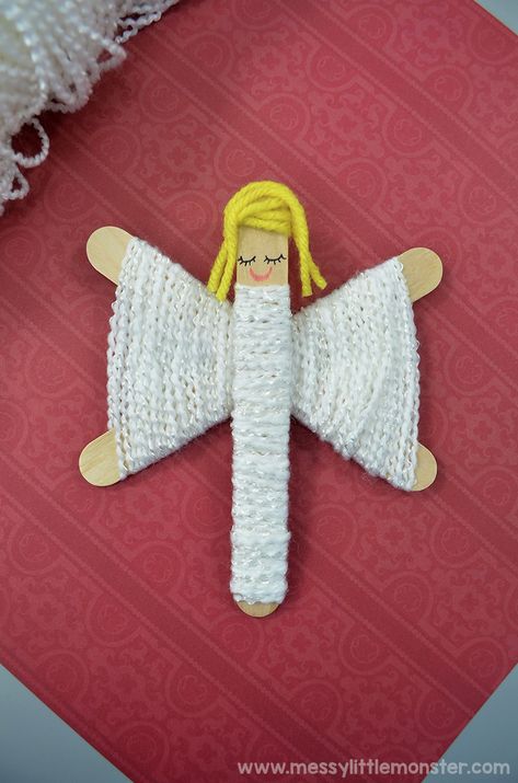 Christmas Crafts With Yarn, Yarn Christmas Ornaments, Crafts With Yarn, Diy Angel Ornaments, Yarn Crafts For Kids, Christmas Angel Crafts, Neli Quilling, Diy Angels, Christmas Crafts For Kids To Make