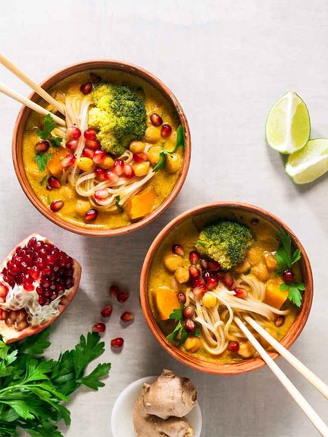 Broccoli And Pumpkin Curry Noodle Soup Recipe 786x1024 Pumpkin Noodles, Fasting Mimicking Diet, Curry Noodle Soup, Squash Curry, Healthy Gut Recipes, Butternut Squash Curry, Pumpkin Curry, Curry Noodles, Noodle Soup Recipes