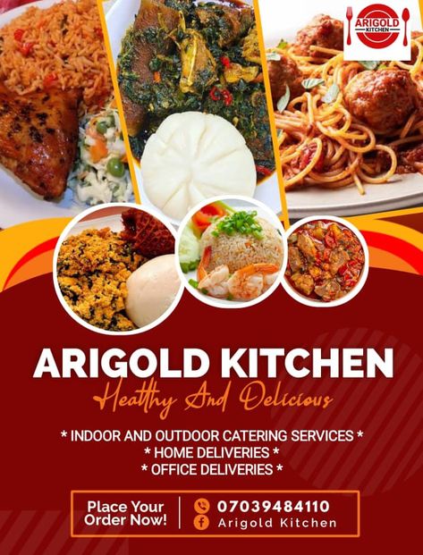 Simple kitchen flier Flier Designs Ideas, Catering Poster, Fliers Design, Handbill Design, Royal Kitchen, Outdoor Catering, Restaurant Poster, Food Flyer, Africa Food