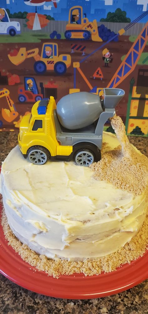 Concrete Truck Cake, White Construction Cake, Cement Truck Cake, Cement Mixer Cake, Concrete Mixer Cake, Blaze Cake, Blaze Cakes, Dump Truck Cakes, Truck Birthday Cakes