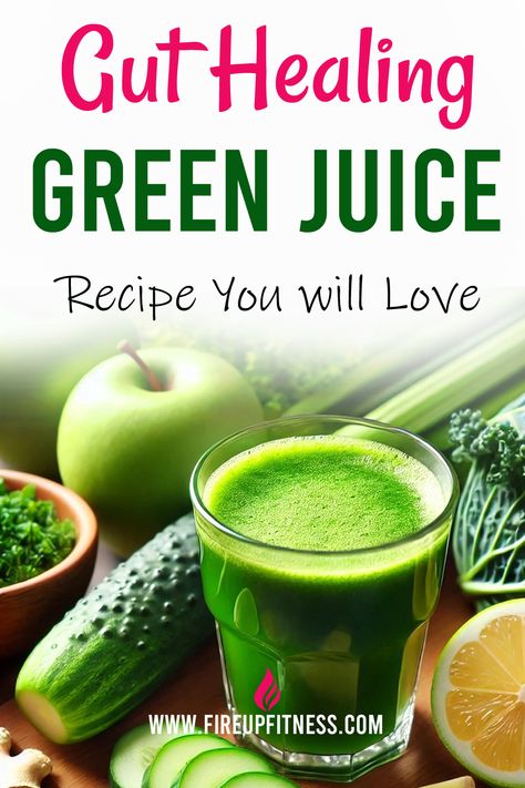 Gut Healing Green Juice Recipe You Will Love Gut Loving Recipes, Gut Soothing Recipes, Juices To Heal Your Gut, Juicing For Gut Healing, Best Juices For Gut Health, Best Juice Recipes For Gut Health, Green Juices For Gut Health, Gut Detox Recipes, Juicing For Gut Health