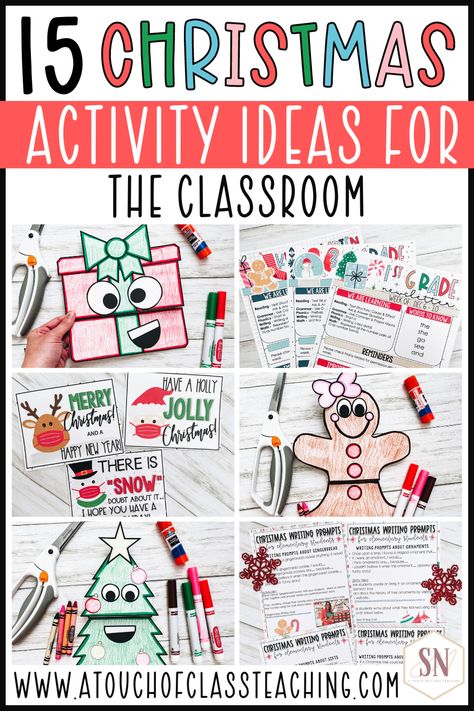 Looking for some fun Christmas activity ideas for the classroom? Each of these ideas is perfect as an elementary Christmas activity and includes things like December newsletters, Christmas writing crafts and more to bring a little holiday spirit into your elementary classroom! 1st Grade Class Christmas Party Ideas, School Christmas Party Ideas 4th Grade, Classroom Christmas Party 2nd Grade, Easy 2nd Grade Christmas Crafts, Christmas Activities 3rd Grade, Elementary Christmas Activities, Christmas Ideas For Students, Christmas Activities For 1st Grade, 2nd Grade Christmas Party Ideas