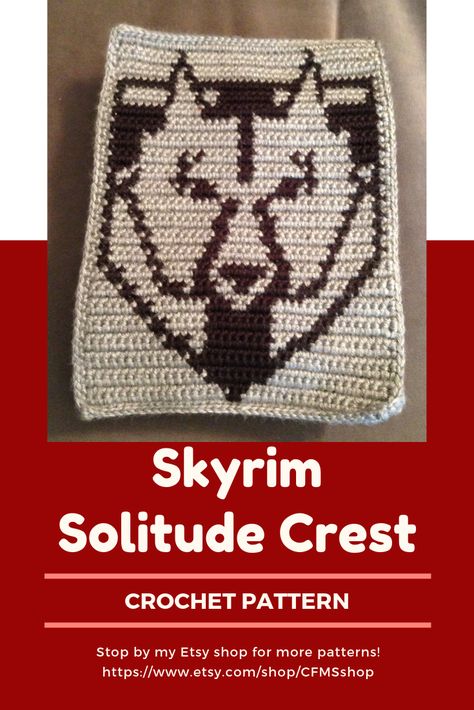 Wolf Emblem, Grid Crochet, Crochet Cross, Fair Isle Knitting, Filet Crochet, Skyrim, Crochet Yarn, Fair Isle, Pdf Pattern