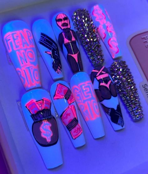 Thug Nails, Gangsta Nails, Gang Nails, Gangster Nails, Gang Nail, Nail Snapchat, French Gel Nails, Nail Feet, Stilleto Nails Designs