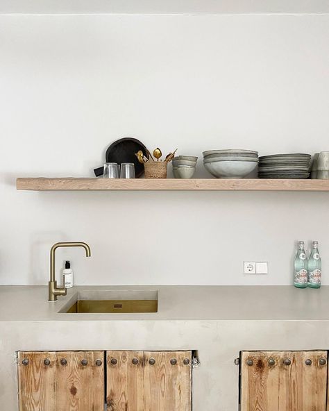 CASA SUKHA IBIZA’s Instagram post: “Simplicity 🤍” Wabi Sabi Kitchen Cabinets, Micro Cement Kitchen, Cement Kitchen, Wabi Sabi Kitchen, Micro Cement, White Concrete Countertops, Mediterranean House, Where The Magic Happens, Interior Design Consultation