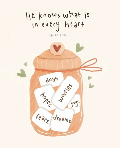 Islamic Illustration Quotes, Jar Of Feelings, Cute Islamic Quotes, Metaphorical Quotes, Illustration Art Quotes, This Is Me Trying, Beautiful Thoughts Quotes, Islamic Quotes Aesthetic, Quran Illustration