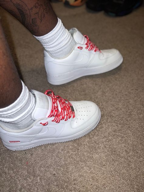 Supreme Forces, Supreme Af1, Supreme Outfit, Nike Air Force 1 Supreme, Supreme Air Force 1, White Forces, Air Force One Shoes, White Air Force 1, Rapper Outfits