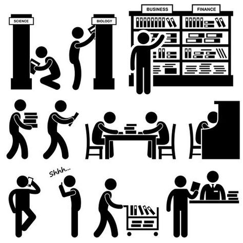 Library Icon, Body Gestures, Download Sign, Stick Figure, Science Biology, Student Studying, Reading Room, Stick Figures, Business Finance