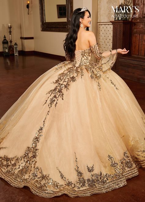 Tulle Bolero, Quinceanera Themes Dresses, Quinceanera Dresses Gold, Quinceñera Dresses, Embroidery Beading, Mary's Bridal, Debutante Ball, 2022 Style, Pretty Quinceanera Dresses