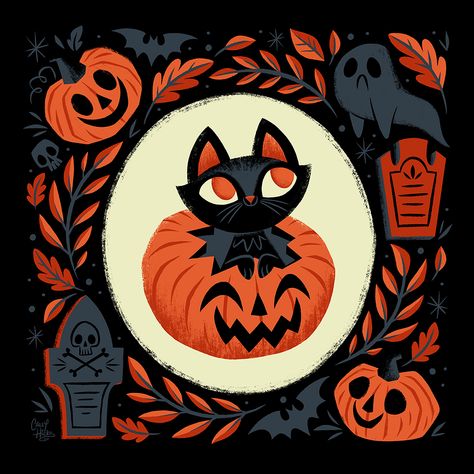 Showcase and discover creative work on the world's leading online platform for creative industries. Halloween Infantil, Chat Halloween, Halloween Frames, Halloween Cake, Halloween Tags, Halloween Illustration, Halloween Card, Halloween Vintage, Halloween Inspiration