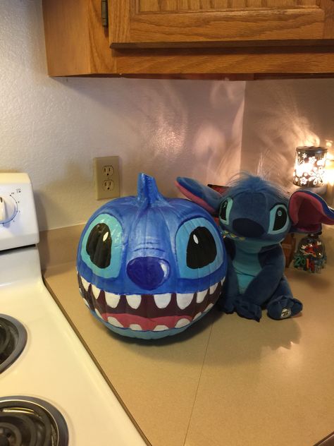 Shawn made Maddox a stitch pumpkin for a school Contest!! Painted Pumpkins Stitch, Disney Painted Pumpkins Ideas, Paint Pumpkin Contest, Blue Painted Pumpkins Ideas, Pumpkin Designs Painted Disney, Stitch Pumpkin Ideas, Pumpkin Painting Ideas Stitch, Stitch Pumpkin Painting Ideas, Lilo And Stitch Pumpkin Painting