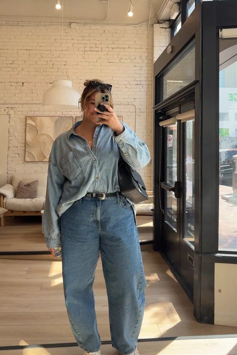 THE '80S COMFY DENIM SHIRT curated on LTK Oversized Cotton Shirt Outfit, Cotton Shirt Outfit, Oversized Denim Shirt Outfit, Denim Shirt Outfit, Oversized Denim Shirt, Winter Mood, Fall 2024, Denim Shirt, Shirt Outfit