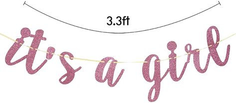 Amazon.com: It's A Girl Banner Pink Glitter Baby Shower Baby Girl Party Pregnant AF Baby 1st 2nd Birthday Party Decorations Party Supplies: Toys & Games Its A Girl Template, It’s A Girl Announcement Ideas, Its Baby Girl Congratulations, Congrats Baby Girl, Welcome Baby Girl, Its A Girl Banner, Baby Welcome, Glitter Baby Shower, Girls Sweet