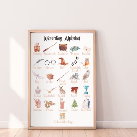 Wizard Prints Gender Neutral Nursery Harry Potter, Harry Potter Nursery Art, Simple Harry Potter Nursery, Harry Potter Nursery Wall Art, Harry Potter Baby Nursery Artwork, Harry Potter Nursery, Baby Zimmer, Yule Ball, Abc Poster