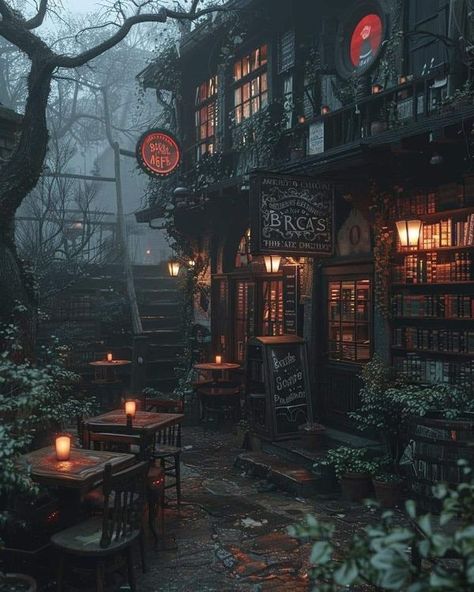 Moody Log Cabin, Cozy Apothecary, Dark Academia Building, Dark Academia House, Apothecary Aesthetic, Academia House, Dark Academia Library, Dark Academia Home, Witchy Academia