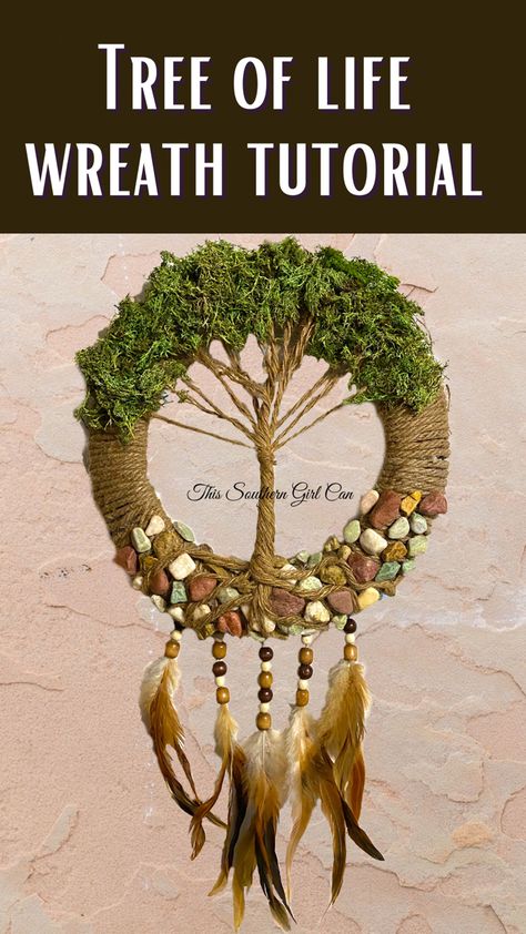 Tree of life wreath tutorial Family Tree Wreath, Tree Of Life Wreath Tutorial, Wreath Tree Of Life, How To Make A Tree Of Life Wreath, Living Wreath Diy, Diy Tree Of Life Wreath, Tree Of Life Crafts Diy, Tree Of Life Wreath Diy Tutorial, Dollar Tree Tree Of Life Wreath Diy