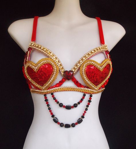 Burlesque Bra, Heart Bra, Decorated Bras, Bra Ideas, Carnival Bra, October Events, Rave Bras, Hollister Style, Bunny Aesthetic