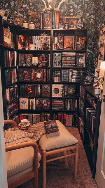 Dream Home Library, Cozy Home Library, Lots Of Books, Home Library Rooms, Bookshelf Inspiration, Dream Library, Library Room, Library Aesthetic, Home Library Design