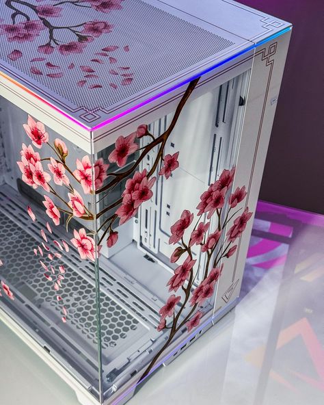 Cherry Blossom EVO RGB We’ve updated our cherry blossom case print to include the @lianliofficial EVO RGB. This case can be purchased from our site as a stand alone case or a full build! These are available now in our limited cherry blossom prints! #vyralpcs #pcprints #uvprints #vyralteq #vyralpcs #lianli #evorgb Custom Pc Case Design, Pc Case Design, Custom Pc Case, Pc Case Mod, Pc Aesthetic, Pc Room, Custom Computer Case, Pc Builds, Computer Cases