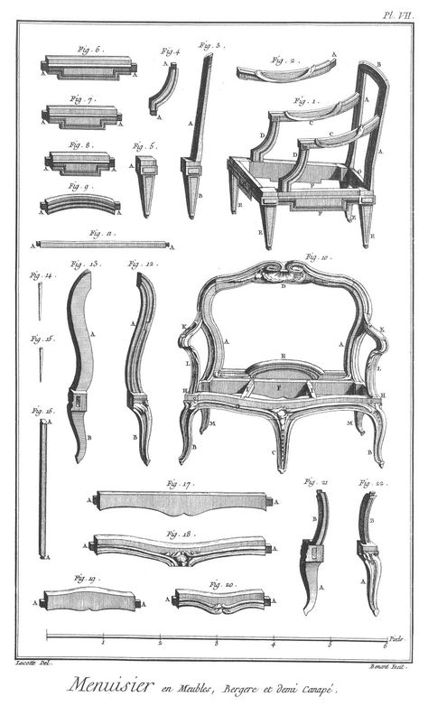 Furniture Design Reference: Diagrams of 18th Century Furniture Broken Down Into Its Components - Core77 Drawing Furniture, Royal Furniture, French People, 3d Cnc, Furniture Details, French Furniture, Old Furniture, Miniature Furniture, Century Furniture