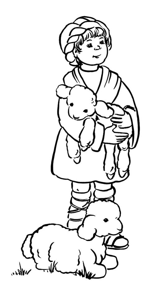 David The Shepherd Boy Hold His Sheep Coloring Pages : Kids Play Color Nativity Shepherds Drawing, David The Shepherd Boy Craft, David The Shepherd, Good Shepard, Sheep Drawing, Sunday School Coloring Pages, Dramatic Play Preschool, Boy Printable, Boy Coloring