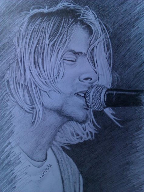 Music Expression Art, Kurt Cobain Sketch, Kurt Cobain Drawing, Kurt Cobain Art, Nirvana Art, Kurt Cobain Photos, Graphite Art, Snake Art, Artsy Pictures