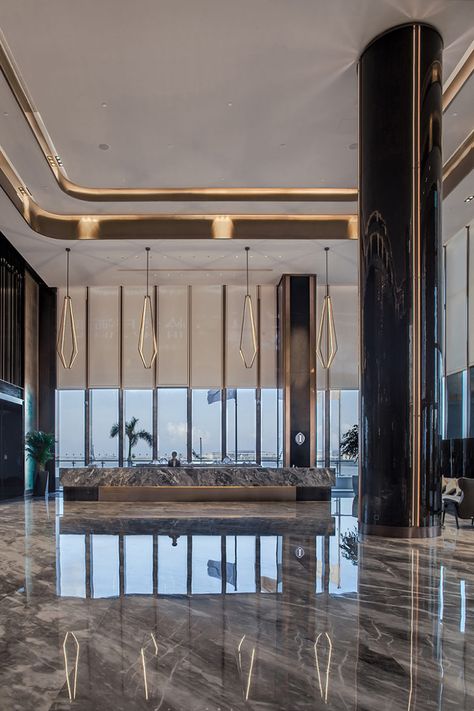 Ice Berg, Luxury Hotels Lobby, Hotel Lobby Design, Lobby Interior Design, Hotel Safe, Intercontinental Hotel, Hotel Entrance, Zhuhai, Hotel Reception