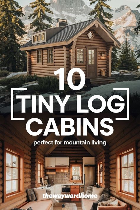 tiny log cabin exterior and interior Small Hunting Cabin Plans, Log Cabin Homes Floor Plans, Interior Log Cabin Ideas, Small Rustic Cabin Plans, One Room Cabin Interior Layout, Cheap Cabin Ideas, Simple Log Cabin Homes, Log Cabin Addition Ideas, Small Cabin Interiors Rustic